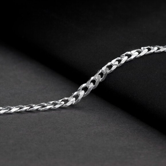 Curb Bracelet 925 Sterling Silver Italy 7.5in, Layering Stackable bracelet - Picture 8 of 8
